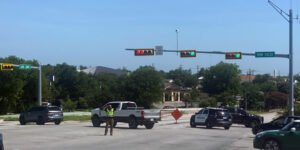 Concise Options:

Gas Leak Shuts Down 281 in Marble Falls
281 Closed in Marble Falls Due to Gas Leak

More Emphatic Options:

Gas Leak Forces Closure of 281 in Marble Falls
Urgent: 281 in Marble Falls Closed Due to Gas Leak