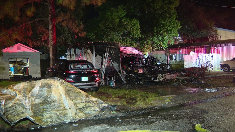 A fire at a mobile home in Auburndale sent a person to the hospital early Friday, officials say.